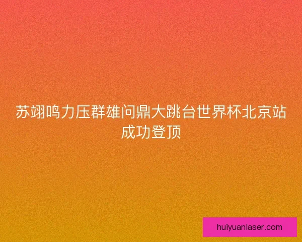 苏翊鸣力压群雄问鼎大跳台世界杯北京站成功登顶